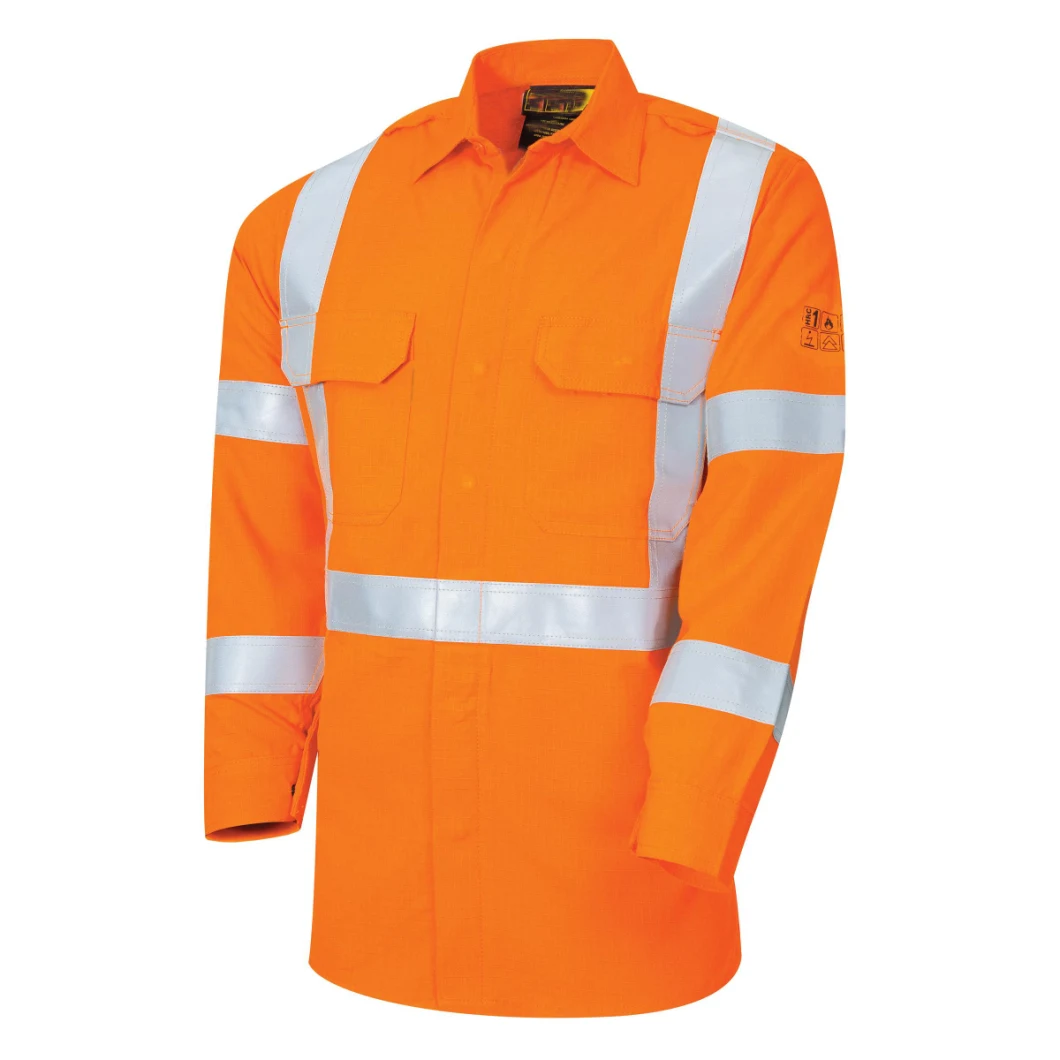Customized Cotton Workwear Arc-Flash Protection Anti-Acid Meltproof Uniform Waterproof Oil Resistance Antistatic Permanent Fr Hi Vis Safety Jacket