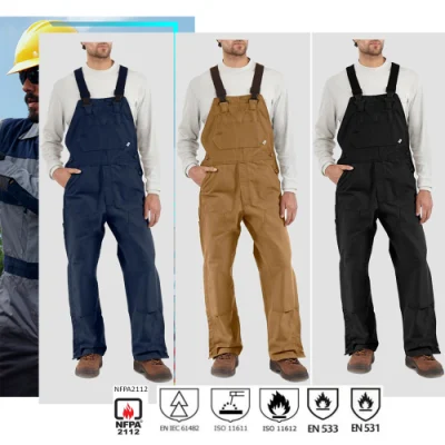 Mens Flame Resistant Fr Nfpa2112 China Factory Custmized Bib Overall with Multi Colors